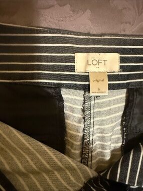 LOFT Black and White Striped Chinos